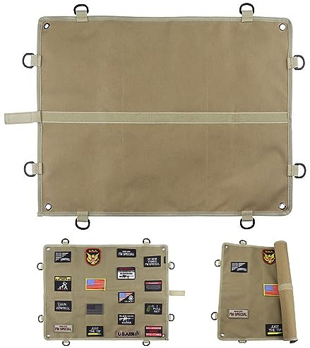 Kletttafel Patches Klett,Patches Kletttafel-Klettfläche Klettmatte Wand,Taktische Patch-Display-Tafel,Taktisch Militär Klett Patch Board Organizer Display Tafel Mit Ösen (Khaki-60 * 45cm)