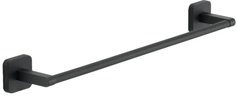 Gedy Tonga Porta Asciugamani Bagno da Parete Lunghezza 45cm, Porta Asciugamani Muro Fissaggio Tramite Viti o Adesivo, Finitura Nero Opaco, Porta Salviette Bagno da Muro in Acciaio Inox e Cromall