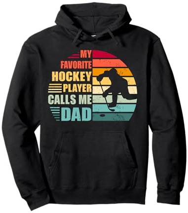Il mio giocatore di hockey preferito mi chiama papà Funny Hockey Dad Felpa con Cappuccio