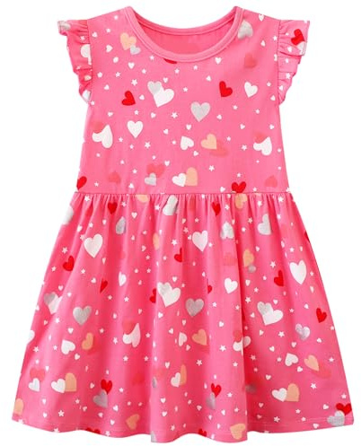 FILOWA Licorne Robe pour Fille Manches Courtes Coton Tenue, 2-9 Ans | Fleur Broderie Appliquée Rayures, Ete Casual Vetement, Animal Imprimé, Anniversaire Douce Robe, École Parc Loisirs Dress