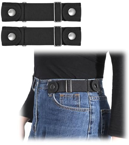 JASGOOD 2 Packs No Buckle Stretch Belt for Women Men Invisible Elastic Belt for Jeans Pants