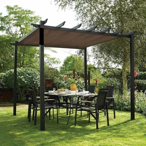 Parasol para jardín, malla de vela con ojales, transpirable, resistente a desgarros, borde reforzado, para pérgola de jardín, plantas, balcón, patio, marrón, 6 x 8 m