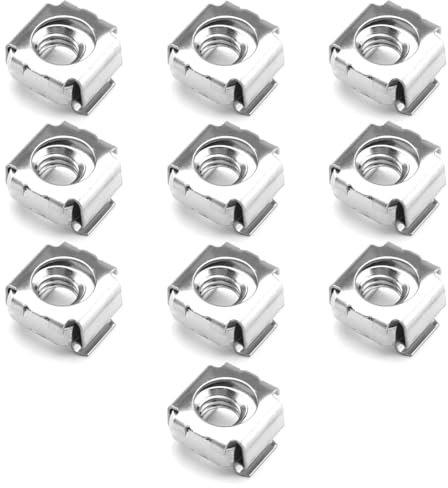 WUMZIRA Vis et Ècrous à Cages pour Armoires Réseau, 10Pcs M8 Écrous et Vis pour Cage pour Baie de de Serveur en Rack, Écrous et Boulons Captifs Ècrous Cage Carrés en Acier Inoxydable