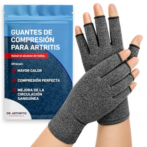 Dr. Arthritis Guanti per Artrosi alle Mani – Guanti senza Dita a Compressione per Tunnel Carpale e Sindrome di Raynauds – (1 Paio, Grigio, Taglia M)