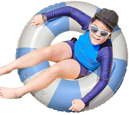 Grande Anello Di Nuoto | Anello Galleggiante Da Piscina Per Adulti Con Gonfiabile Per Il Pumper - Galleota Di Nuoto A Strisce Antirotolo Addensato In PVC Con Manici Per Le Vacanze Estive Sul Lago Di