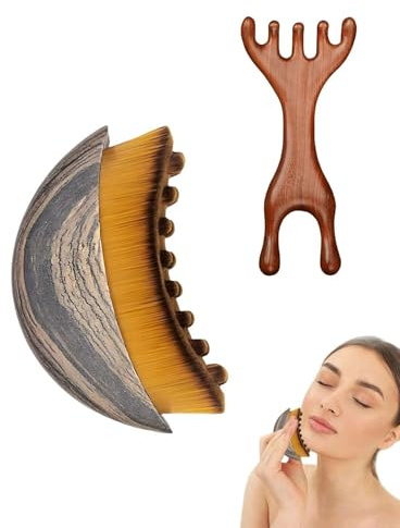 ZKUNL 2PCS Brosse de Contour Lymphatique pour le Visage,Brosse Drainage Lymphatique,Brosses à Sec pour Visage,Brosses de Massage pour Cou,pour Sculpter Mâchoire,l'angle de la Mâchoire