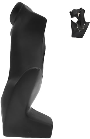 TOPPERFUN Expositor de Collares Medio Rostro Negro, Soporte Plástico para Joyas, Modelo Busto para Fotografía y Exhibición Profesional, Porta Collar para Tienda y Ferias, Accesorio