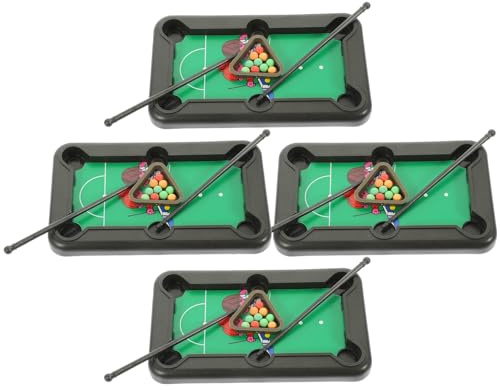 HONITANO Mini Table de Billard Portable pour Garçon et Filles et Adultes, Jeu de Billard Miniature en Bois, 4 Pièces, Loisirs à Domicile, Bureau et Jeu Familial