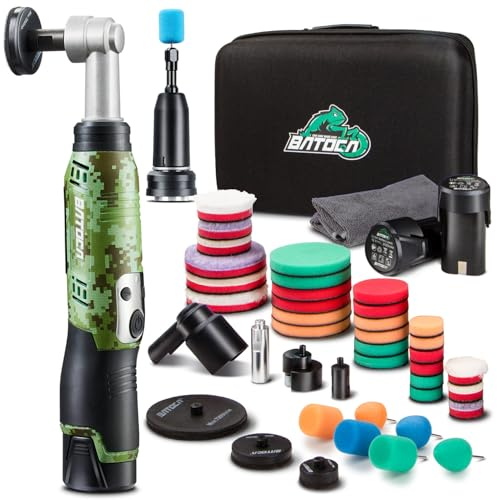 BATOCA S6 Mini Polermaskin Batteri för Bil,DA&RO för Motorcykel Detaljer | 1000-5000RPM&4200-21000RPM,Bottenplatta 25mm/50mm/75mm,12V Sladdlös Buffert Bilpolermaskin/Slipmaskin,Lackvård,Båt