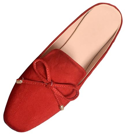 Sandales Plates Femme nouées à nœud Papillon, Semelle Souple antidérapante en Caoutchouc, Tige en Cuir synthétique Doux, parfaites pour Les Sorties printanières et Estivales, Pointures du 31 au 39