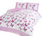 Art Parure de lit Simple Motif Papillons Rose et Blanc, Coton et Polyester., Rose, Simple