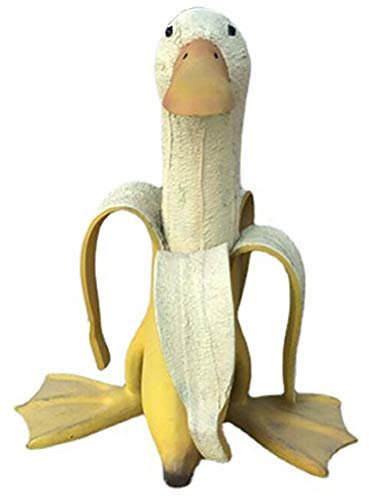 Banana Duck Statue créative de Jardin avec Canard, décoration de Cour, avec Banane, épluchée et Canard, pour décoration d'extérieur 15 * 8CM