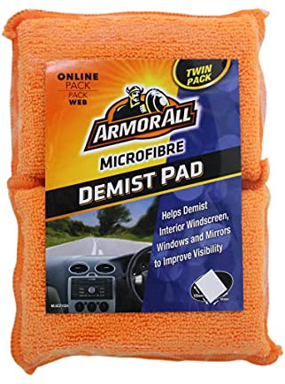 Armor All, Microfibre Car Demist Pad, Set of 2, Quick Demisting for Clear Vision, Gentle and Scratch-Free Cleaning, Designed for Windscreen, Windows and Mirrors, Ideal for Car & Motorcycle Detailing