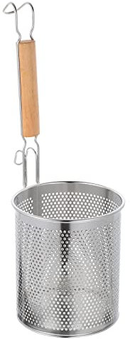 Lurrose Nudelkorb aus Netzstoff mit Holzgriff, 14 cm, Edelstahl, mikroperforiert, Spinnennetz, Lebensmittelknödel, Nudelsieb, Küche, feines Sieb, für Zuhause