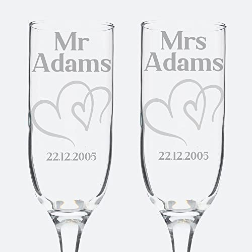 Always Looking Good Personalised Engraved Mr and Mrs Wedding Champagne Flutes Set - Husband & Wife Newly Married Keepsake Gift