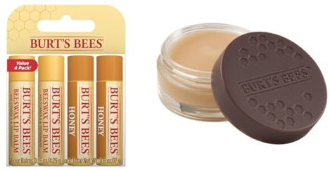 Burt's Bees Lip Balm Multipack, Moisturising Lip Balm Set With Beeswax & Honey, Value Pack, 4x4.25g & Lip Mask, Overnight Lip Treatment, Intense Lip Repair with Ceramides & Ultra-Conditioning Oils