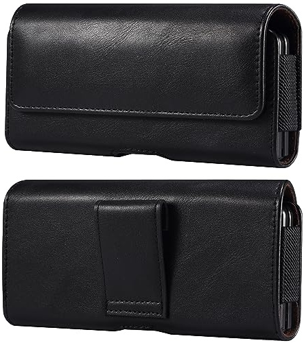 Miimall Compatible with Samsung Galaxy Z Fold 6 Phone Holster, PU Leather Phone Pouch Case with Belt Clip and Magnetic Closure Wear-Resist Waist Holster Pouch for Galaxy Z Fold 6/5/4/3/2-Black