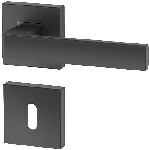 ERGO Graphit Türbeschlag Türgriff für Zimmertüren Graphit Matt Eckig Drückergarnitur, Türbeschlag, Türklinke, Türdrücker