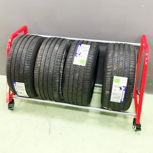 NUNETH Porte-pneus Support à Pneus Roulant pour Garage, Support de Stockage de Roues et de Pneus Intérieur/Extérieur, Organisateur de Support de Pneu, Support de Pneu avec 4 Roues, Étagère D'atelier