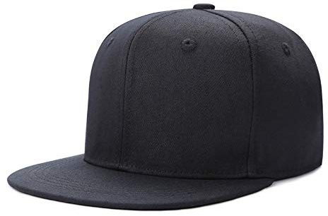 Boolavard Infant to Toddler Kid's Plain Structured Flatbill Snapback Cap (UK, Alpha, One Size, Black)