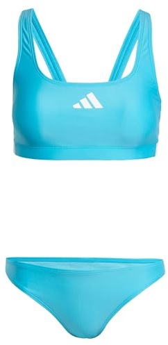 adidas Damen 3 Stripes V-Back Bikini, Lucid Cyan/White, 38