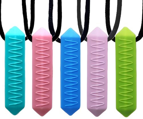 Snowtain 5 Stück Kaukette für Kinder,beißkette kinder und Sensorische Kauketten für Jungen und Mädchen,Langlebiges und starkes Silikon-Kauspielzeug Geeignet für Kinder mit ADHS und Autismus.