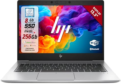 HP Elitebook, Pc Portatile Notebook, Processore Intel i5-8Th 4 Core 1.6Ghz, 8Gb Ram, 256Gb SSD, Display 13.3 HD, Libre Office (Ricondizionato)