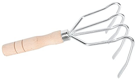 POPETPOP 1 Rastrillo De Jardín De Mango Corto con Cuatro Garras Herramienta para Aflojar El Suelo Y Cultivar Nueces Material Resistente Mango De Madera Cómodo