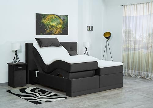 Boxspringbett Lapi 180x200, VS-Grau, 7-Zohnen Taschenfederkernmatratze, Ergoflex - Inklusive Aufbau - Deutscher Hersteller