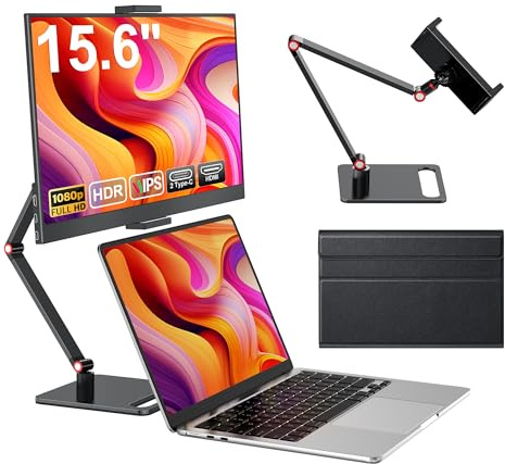 MAGICRAVEN Portable Monitor 15.6 1080P FHD Laptop Screen Extender IPS Display, Plug&Play Laptop Monitor Built-in Speakers, Second Screen for Laptop/PC/Phones/PS45/X-Bo with HDMI/USB C Port & Bracket