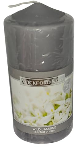 CRWP Wickford & Co Jasmine Pillar Candle – 35-Hour Burn Time with crwp Card.