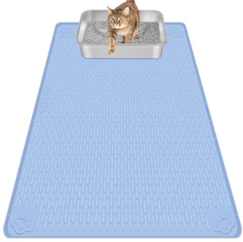 Bartuke Katzenstreu Matte XXL, 101 x 71cm Katzenklo Matte Silikon, Blau