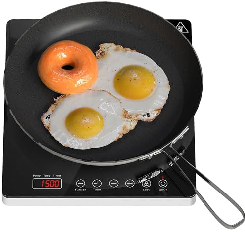 HOMCOM Plaque à induction portable 2000 W plaque de cuisson électrique avec 10 niveaux de température et 10 réglages de puissance, minuterie 3H, écran tactile LED, verrouillage enfant, noir