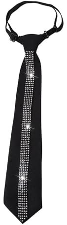 YUPEIUKLI Elegante, verstellbare, vorgebundene Schwarze Damenkrawatte mit Strassverzierungen für formelle Anlässe und Freizeitkleidung