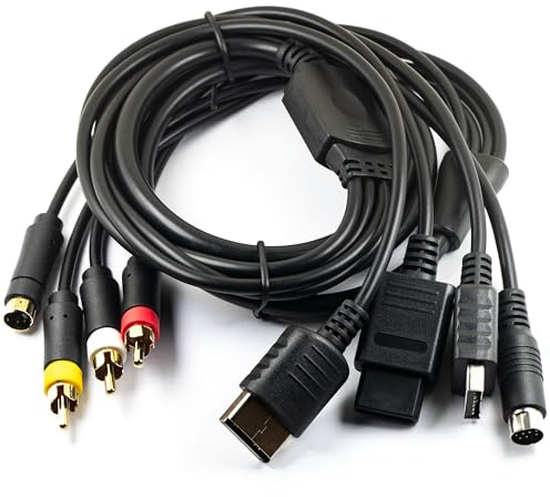 jujinglobal Cable S-Video AV de 6 pies para SS Saturn, N64, SNES, Gamecube, DC128, PS2