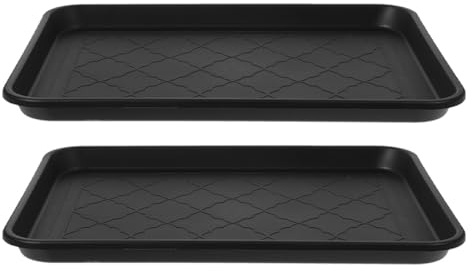 Zerodeko 2 Pcs Black Plastic Boot Tray and Shoe Mat for Household Storage, Moisture Resistant Trays Suitable for Boots and Sundries Organising in Entryway