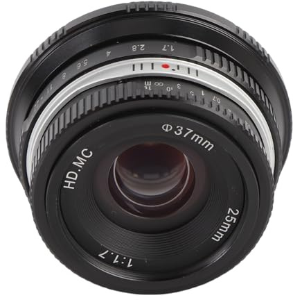 Plyisty 25 Mm F1.7 Manuell Fokusobjektiv, FX-fäste Prime-objektiv med Stor Bländare med Virvlande Bokeh-effekt för X Series X E1 E2 A5 A7 S10 S1 M5 (BLACK)