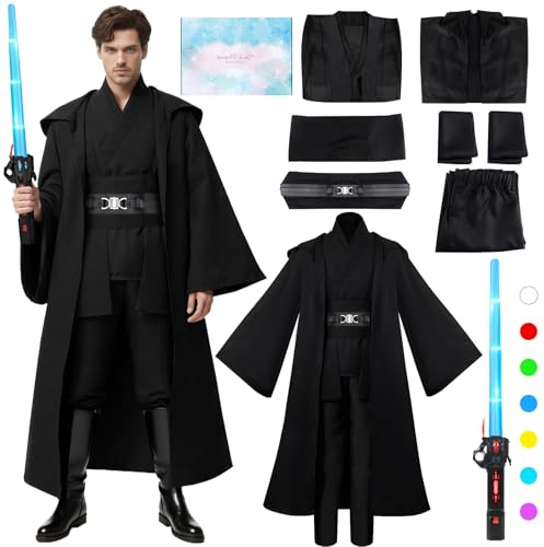 TOSZOLY Disfraz Caballero Medieval, Vestido Medieval Caballero con Capa Espada Láser, Regalo para Hombre, Vestido Traje Caballeros Disfraz de Túnica para Carnevale Cosplay Halloween (XL)