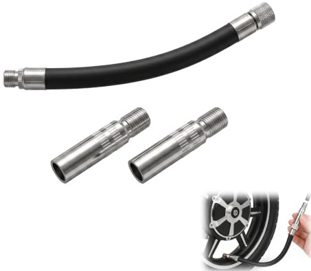 Juego de 2 Extensor Válvula 40mm, 2 Adaptador Extensión Patinete con Antirretorno y Manguera Infladora Flexible de 160 mm Compatible con Xiaomi M365, Adaptador para Patinete, Bicicleta, Moto, Coche