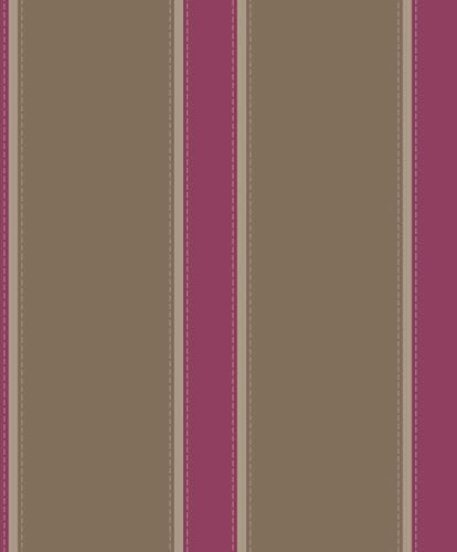 Carta da parati Stripes 6052 40 13 righe fucsia cioccolato elegante