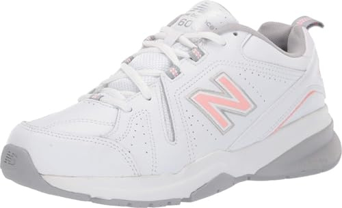 New Balance Women's 608 V5 Casual Comfort Cross Trainer, White/Pink, 10 Wide