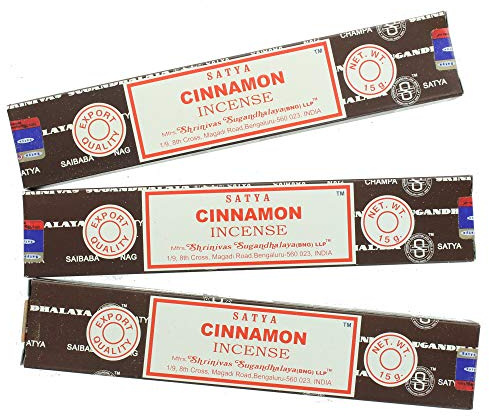Satya - Lot de 3 paquets de bâtonnets d'encens Nag Champa - parfum cannelle