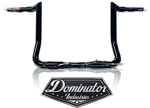 Dominator Industries 1 1/4 PRE-WIRED 10 Meathook Bar Bee Hanger Handlebar Compatible With 2014-2023 Harley-Davidson Bagger Touring Electra & Street Glide (Black) Heated Grip Option