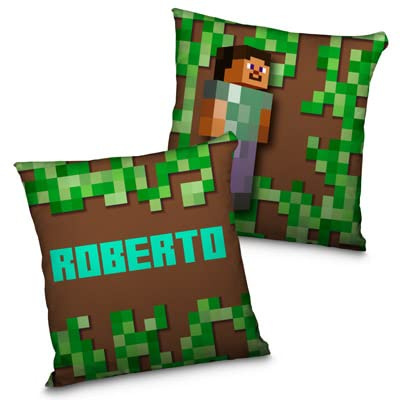 LolaPix Cuscino Mine. Cuscino Personalizzato con Nome. Regalo Geek Personalizzato. Stampa su Due Lati al 100%. Riempimento Incluso. Varie Dimensioni. Mine