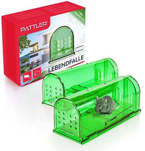 PATTLER® Piège à Souris vivantes Extra Grand | Piège Fouine Capture des Rats avec des Trous d'air | Installation Facile dans la Maison, Le Garage ou Le Jardin - Vert 1 Pièce