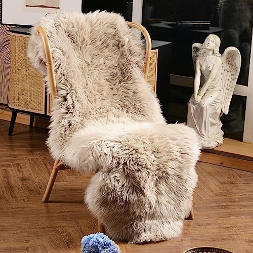 LLB Alfombra de piel de oveja genuina de alta calidad, alfombra de piel esponjosa de lujo natural para sala de estar, alfombra de piel de lana real, fundas de asiento para dormitorio de niños, funda