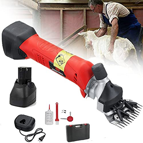 Esquiladora Ovejas,Cizallas para Ovejas,Máquina Esquilar Eléctrica para Ovejas Profesional con 2 baterías Litio Recargables para Afeitar Lana Piel en Ovejas,Cabras,Ganado Granja,Red-220V