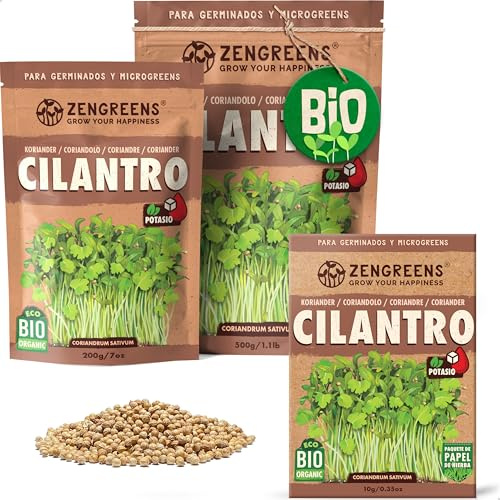 ZenGreens® - EKO Koriander Frön - Välj mellan 10, 200g och 500g - Koriander Frön med en grobarhet på över 97 procent - Groddar av Koriander Frön - Microgreens