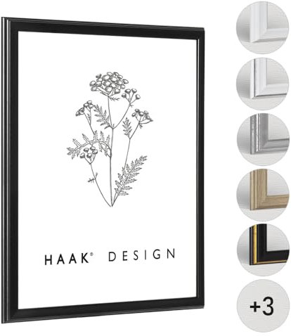 Haak Bilderrahmen Barockrahmen Kailey ANTIREFLEX/Entspiegelt Schwarz (matt) 50 X 60 cm Rahmen für Puzzle Bilder Poster Barock