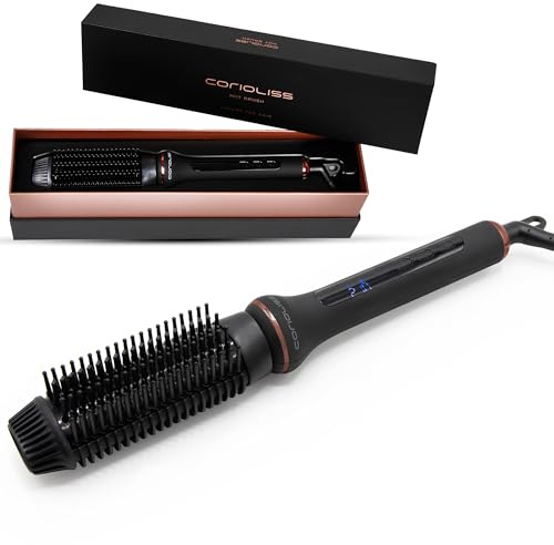 Corioliss Cepillo Alisador Pelo Eléctrico Hot Brush Antifrizz Control Temperatura 80º a 210º Iónico Cerámica Apagado Automático